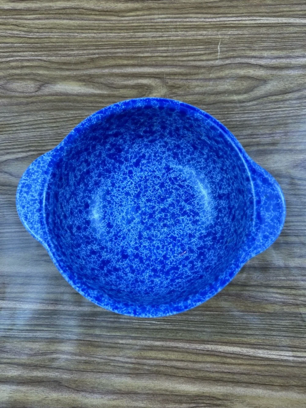 2 Vintage Coche Blue Spongeware Speckled Bowls Handled Stoneware 6.5” Portugal